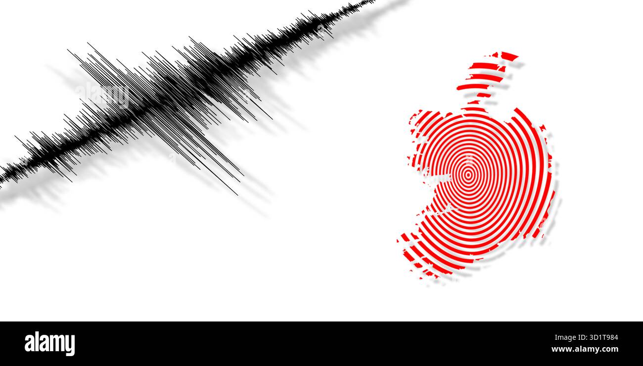 Erdbebenkarte Irland Stockfoto