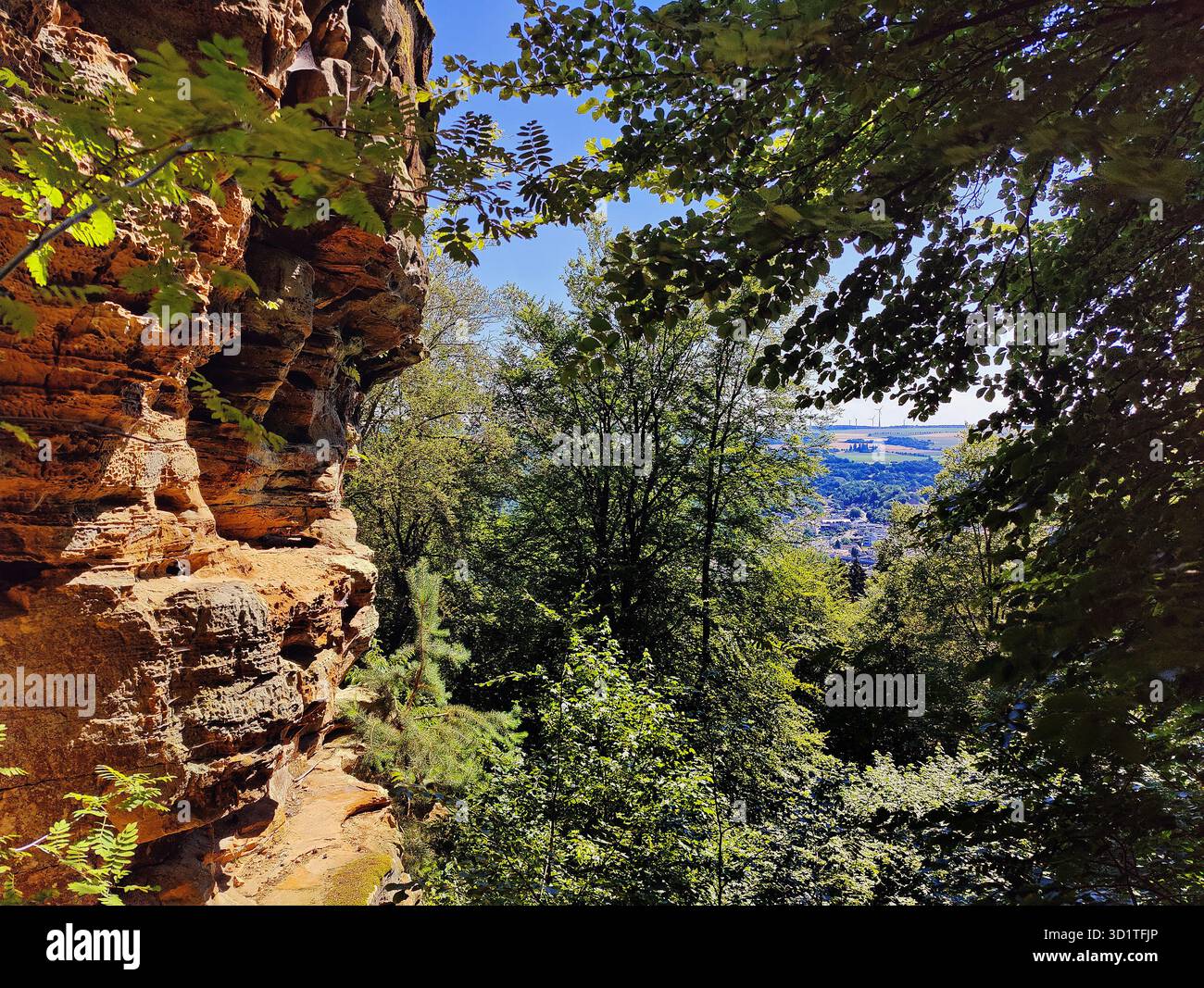 Ausblick am Rande der Ferschweiler Hochebenen, Naturpark Suedeifel, Irrel, Eifel, Deutschland Stockfoto