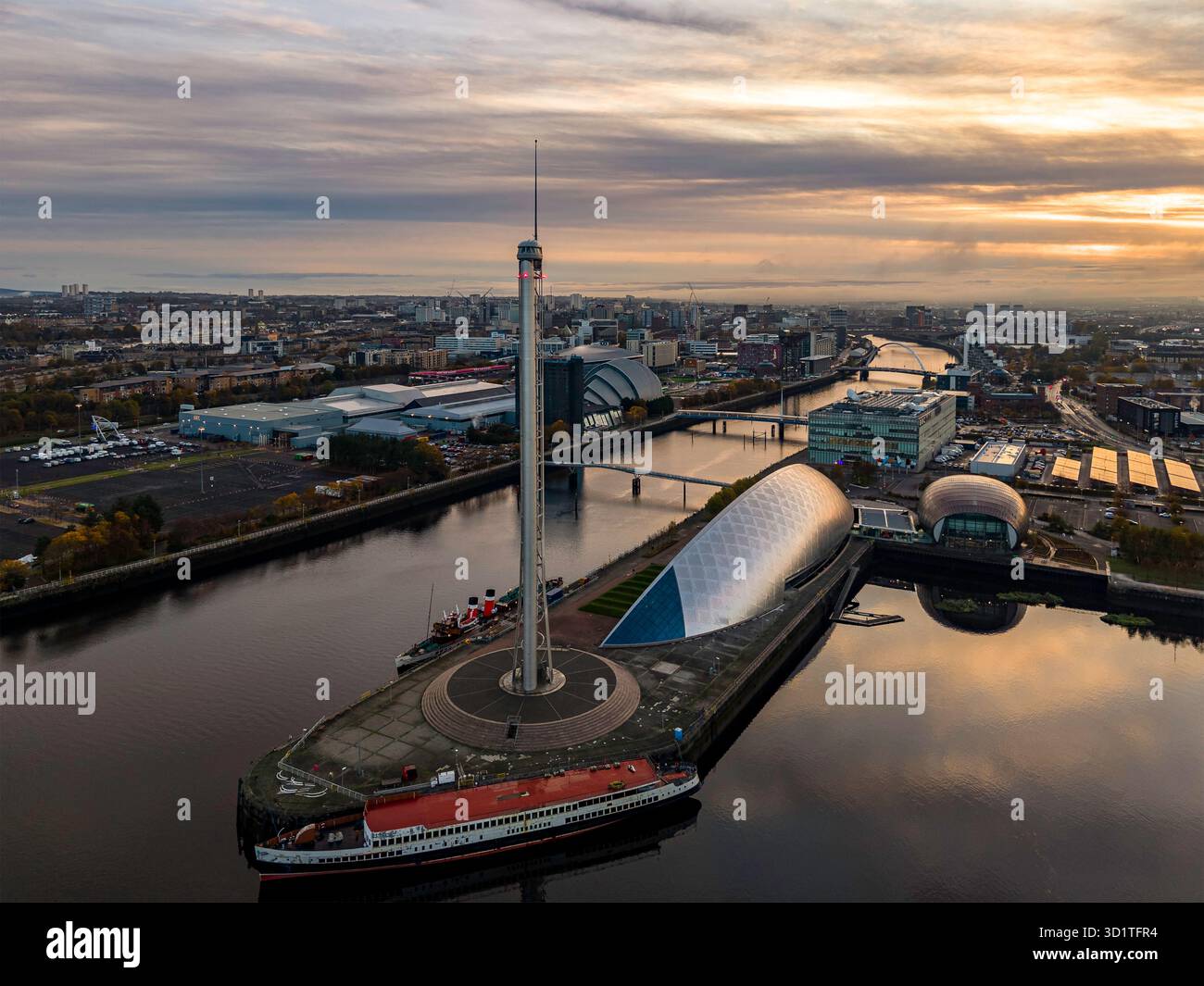 Glasgow Science Centre & Tower, Fluss Clyde, Glasgow, Schottland, Großbritannien Stockfoto