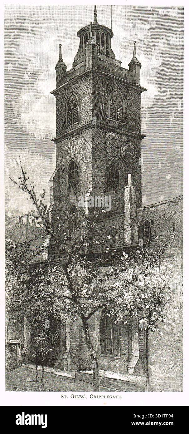 St Giles-without-Cripplegate, London im 19. Jahrhundert Stockfoto