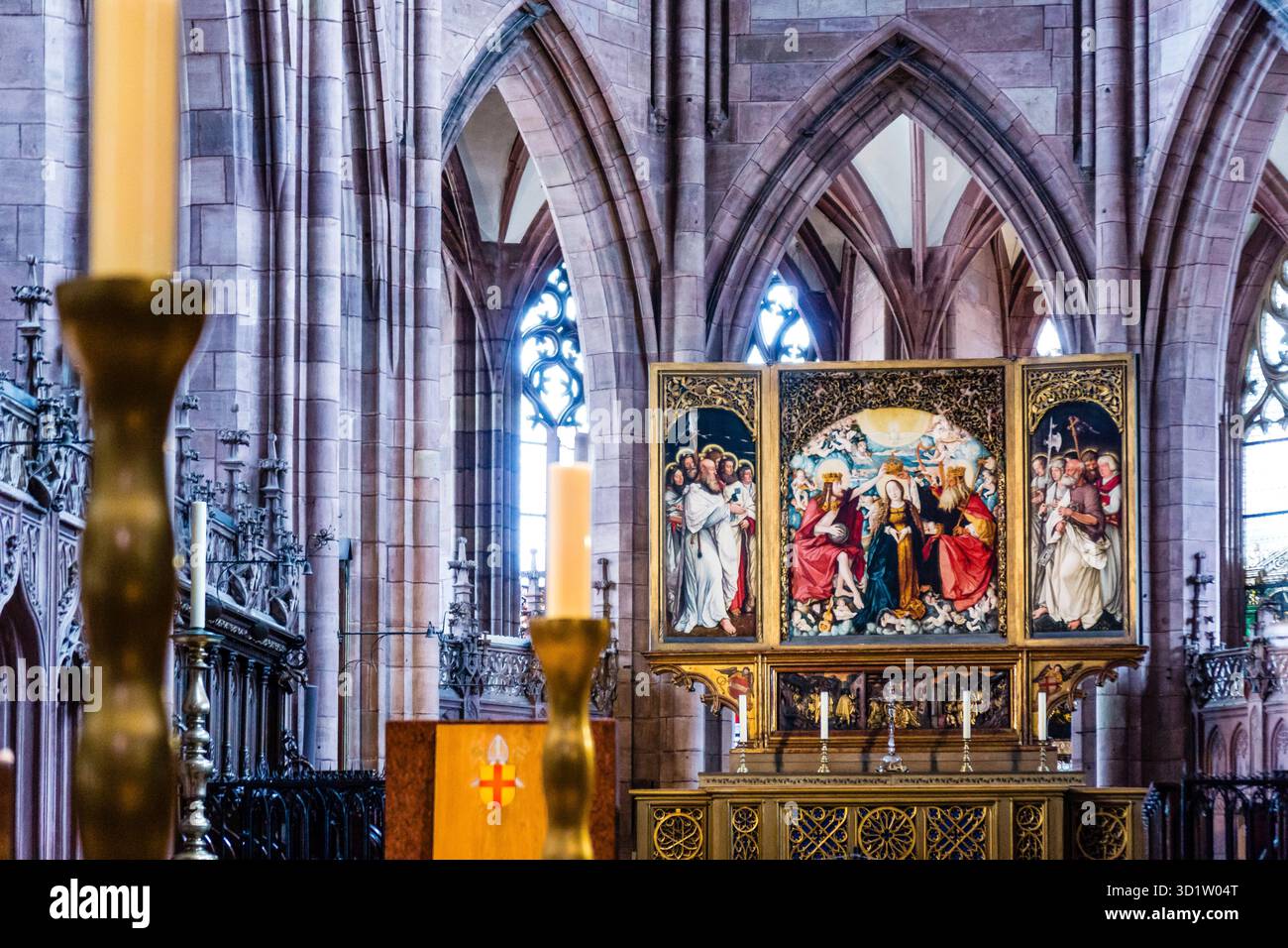 Freiburger Münster, dreistufig erbaut, 1120,,, 1210, 1230, im gotischen Stil, Freiburg im B. Stockfoto