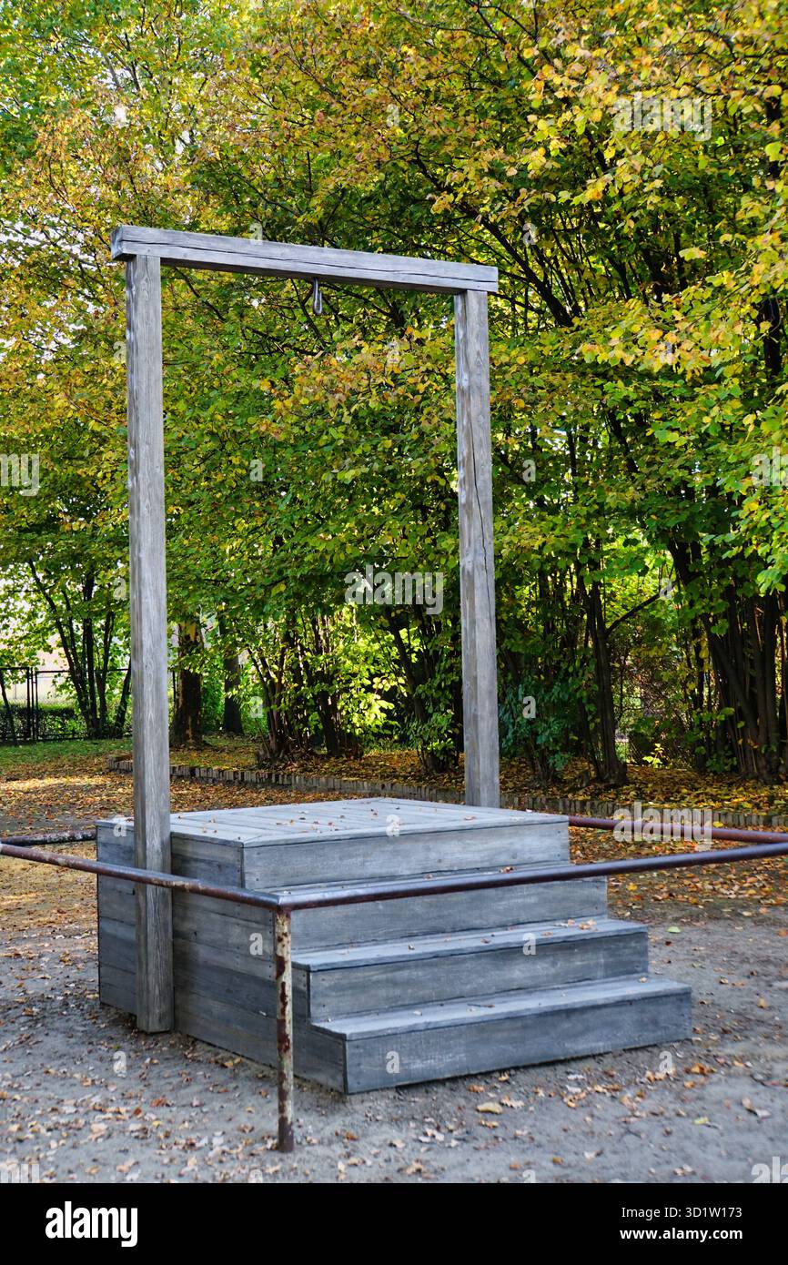 Ehemaliges Konzentrationslager Auschwitz, Hauptlager; Galgen für Rudolf Höss Stockfoto