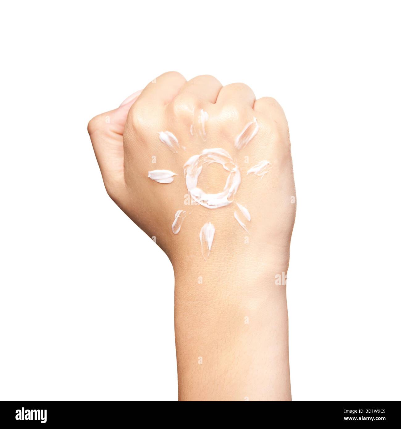 Junge Frau. Hautpflegecreme. Sonnenschutzmittel. Schönheit weibliche Person im Urlaub Stockfoto