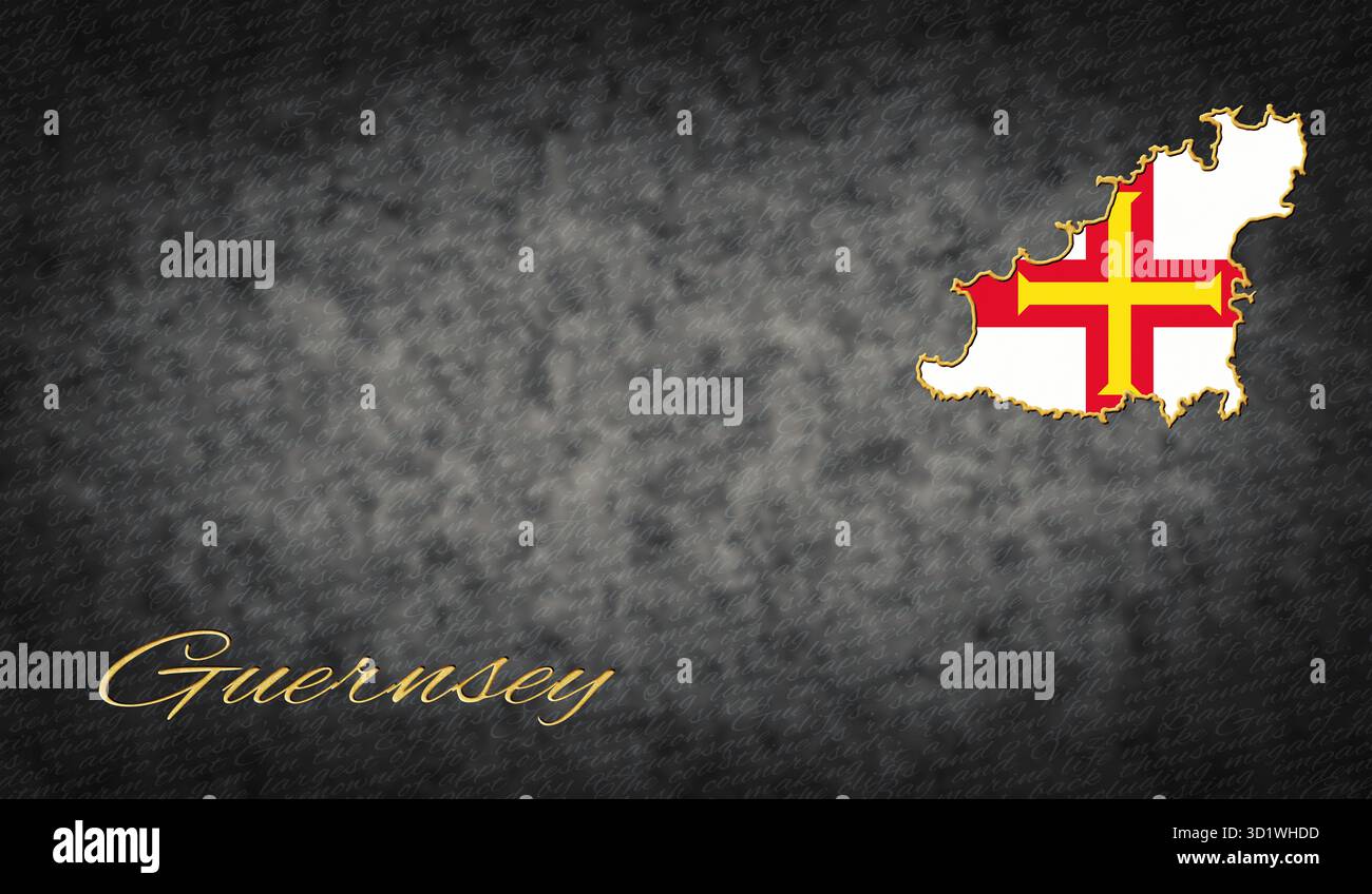 Guernsey-Symbole, Karte von Guernsey Stockfoto