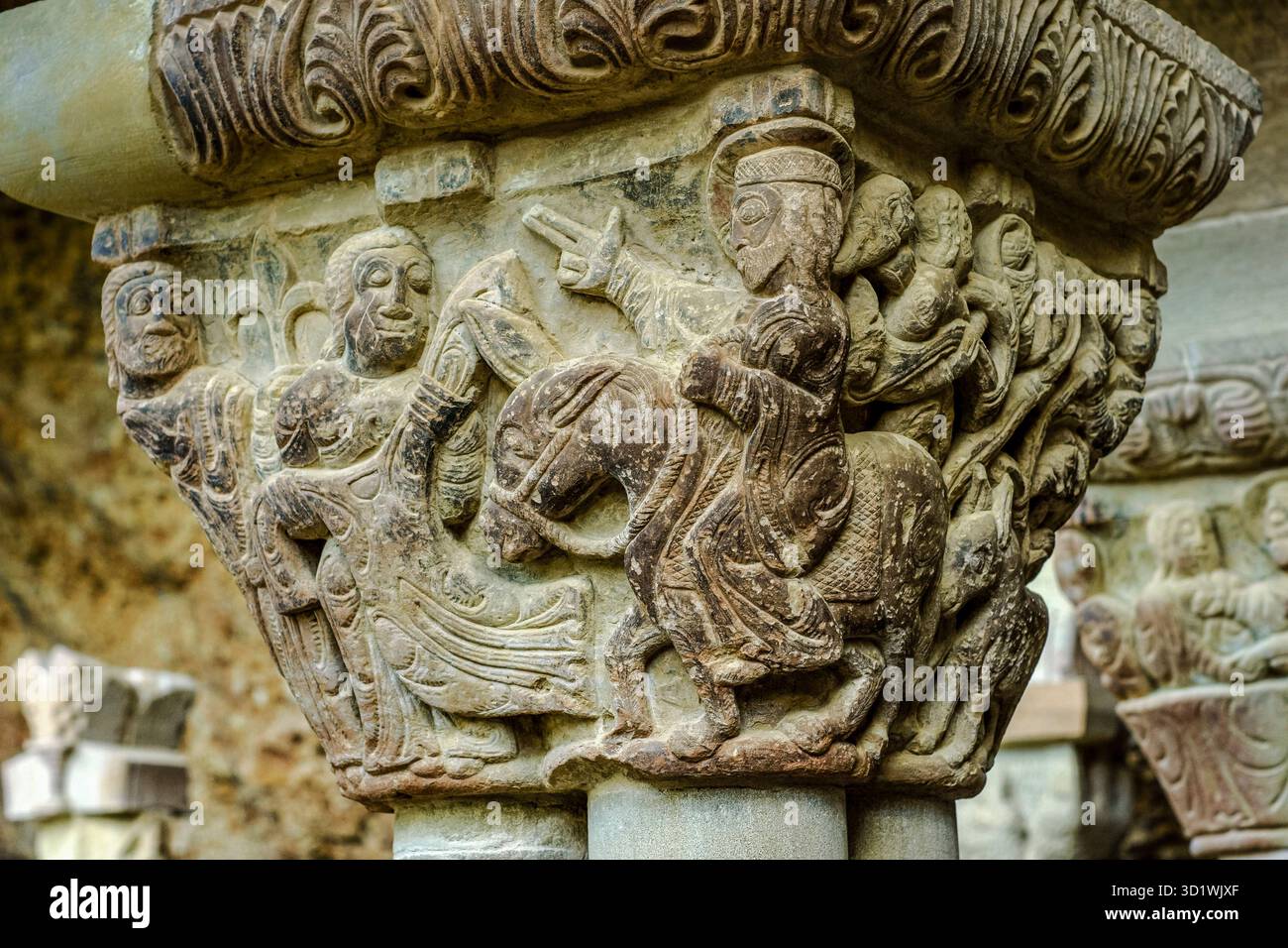 Triumphaler Eintritt Jesu in Jerusalem, Kloster San Juan de la Peña (12.-13. Jahrhundert). Serrablo. Huesca. Spanien. Stockfoto