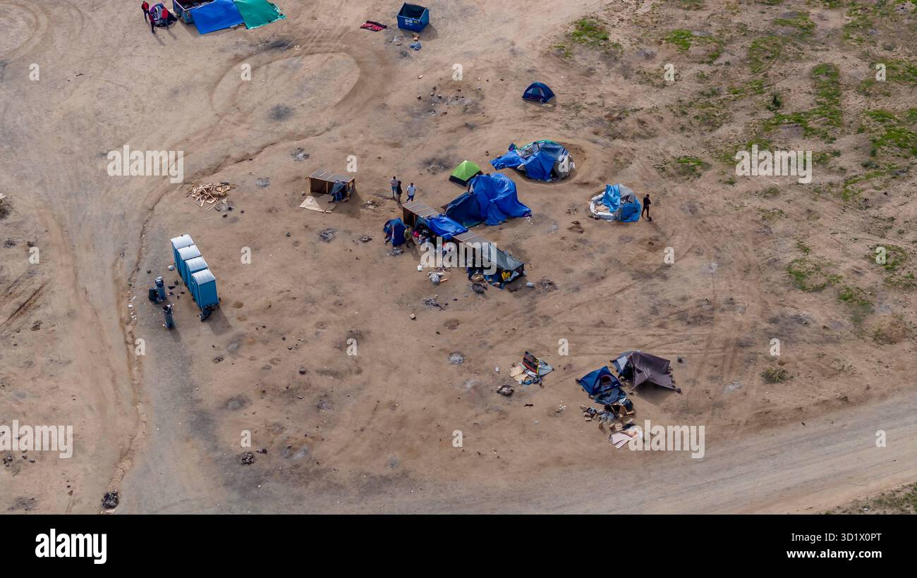 Unsanktioned Settlement: Illegales Immigrant Camp gibt Anlass zu Bedenken auf US-Boden in Jacumba, Kalifornien Stockfoto