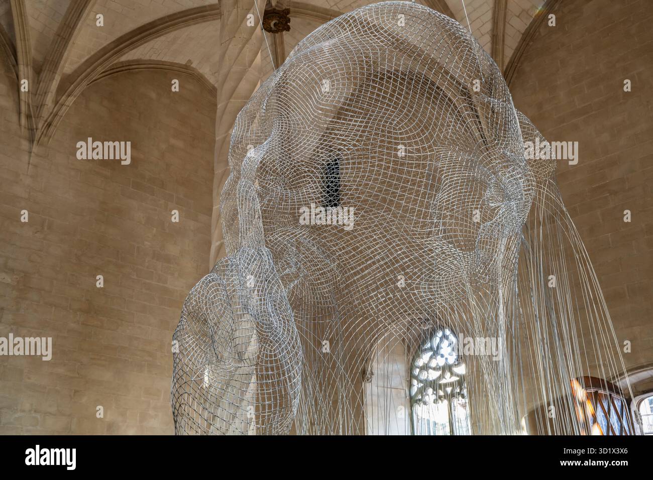 Werk des katalanischen Künstlers Jaume Plensa im gotischen Gebäude von La Lonja, Palma, Mallorca, Balearen, Spanien Stockfoto