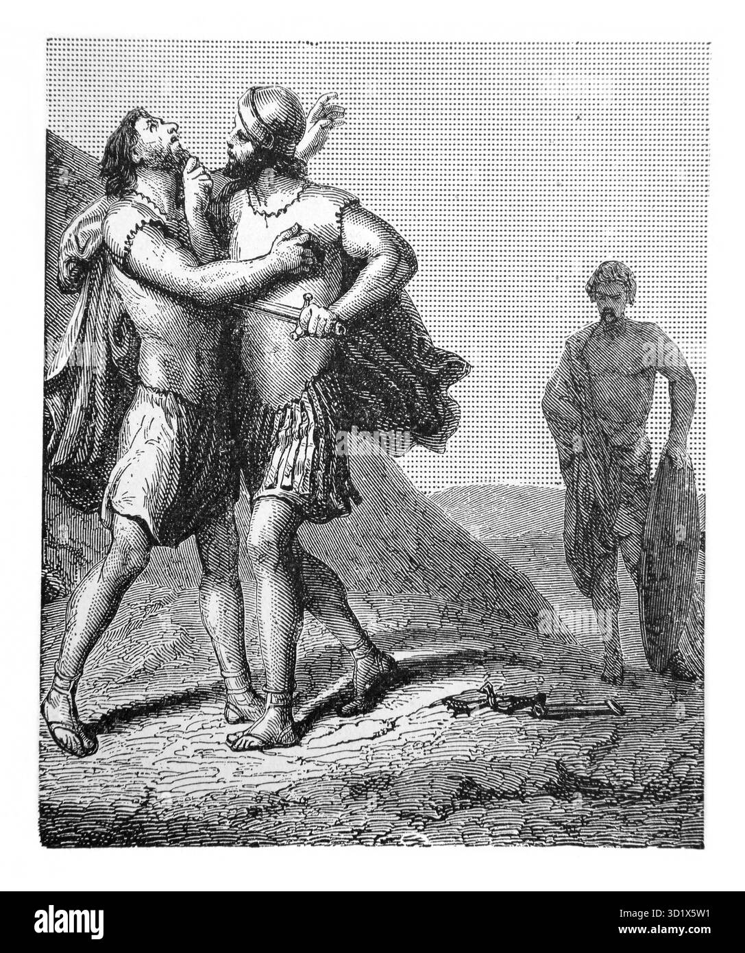 Illustration des Todes von Amasa (Samuel) Joab ein Militärkommandeur der König Davids Armee, der Amasa von 1890 Ausgabe der schönen Geschichte ermordet Stockfoto