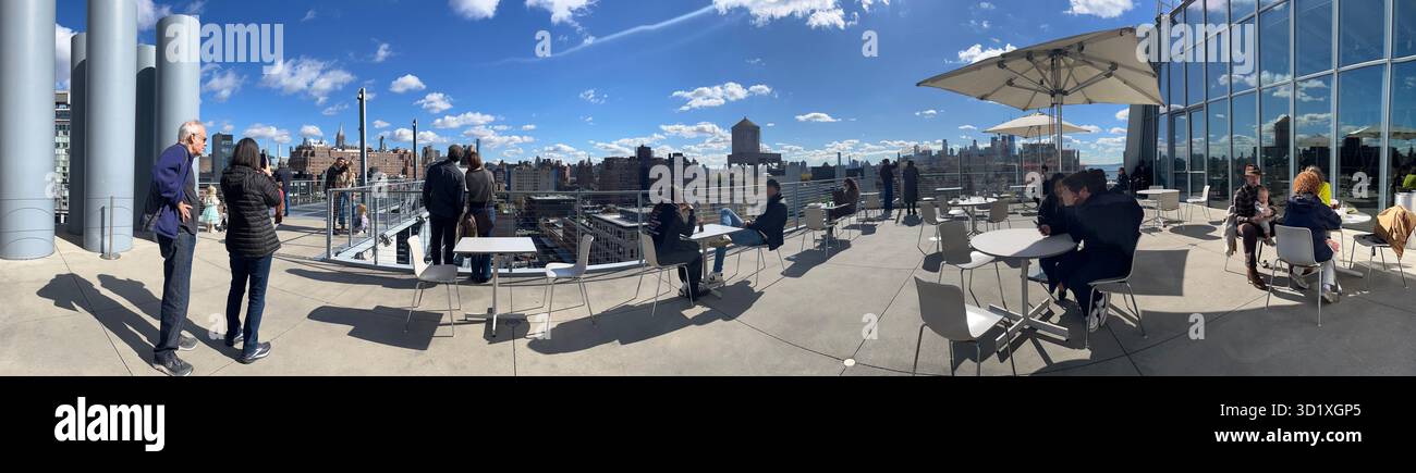 Panorama von der Aussichtsplattform im 8. Stock mit Blick auf das Whitney Museum of American Art, New York, NY 10014, USA Stockfoto