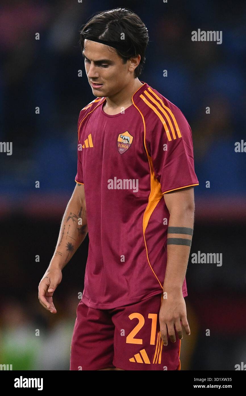 Rom, Italien. Oktober 2025. Paulo Dybala von A.S. Roma spielt am 9. Tag der Serie A Meisterschaft zwischen A.S. Roma und Parma Calcio 1913 im Olympiastadion am 29. Oktober 2025 in Rom, Italien. Quelle: Unabhängige Fotoagentur/Alamy Live News Stockfoto