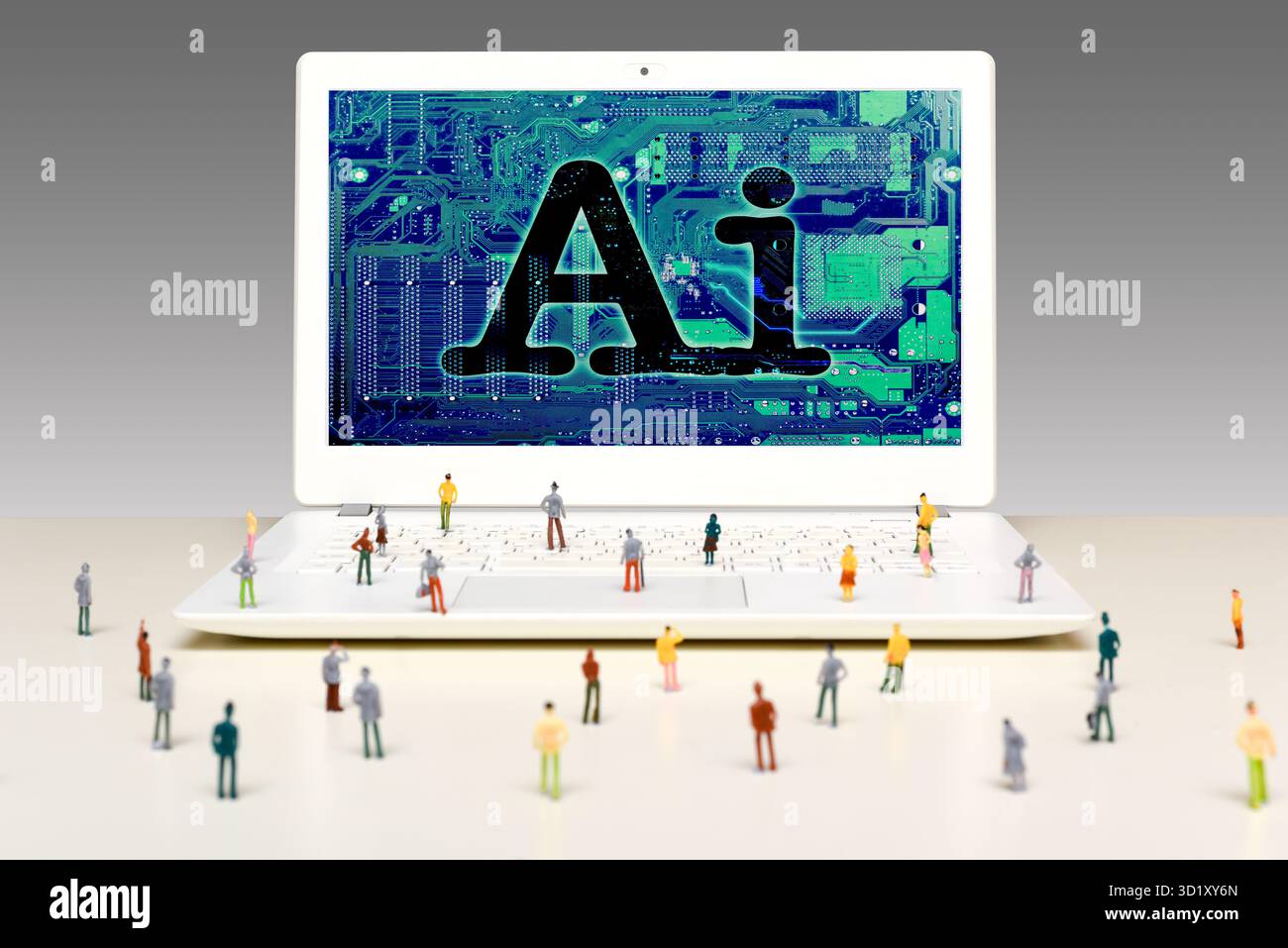 Menschen mit KI-Konzept der menschlichen Interaktion mit künstlicher Intelligenz Stockfoto