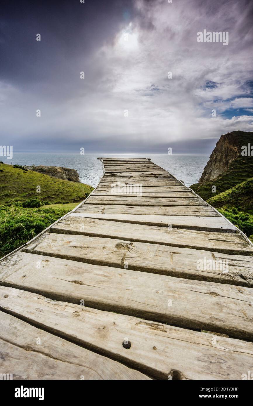 Pier of the Souls, Pirulil, Westküste der Großen Insel Chiloé, Patagonien, Republik Chile, Südamerika Stockfoto