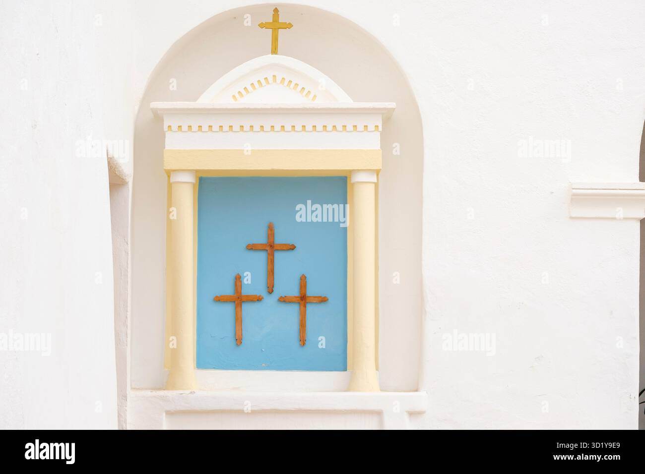 Kirche Sant Miquel de Balansat, Puig de Missa, 14. Jahrhundert, Gemeinde San Juan de Labritja, Ibiza, Balearen, Spai Stockfoto