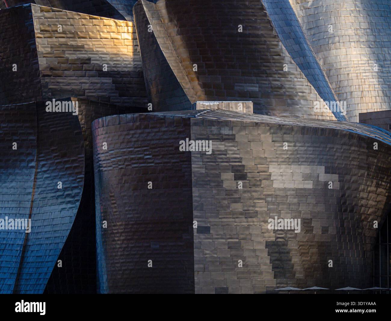 Geschwungene Außenwände, Guggenheim Museum Bilbao, 20. Jahrhundert, entworfen von Frank O. Gehry, Bilbao, Baskenland, Spanien Stockfoto
