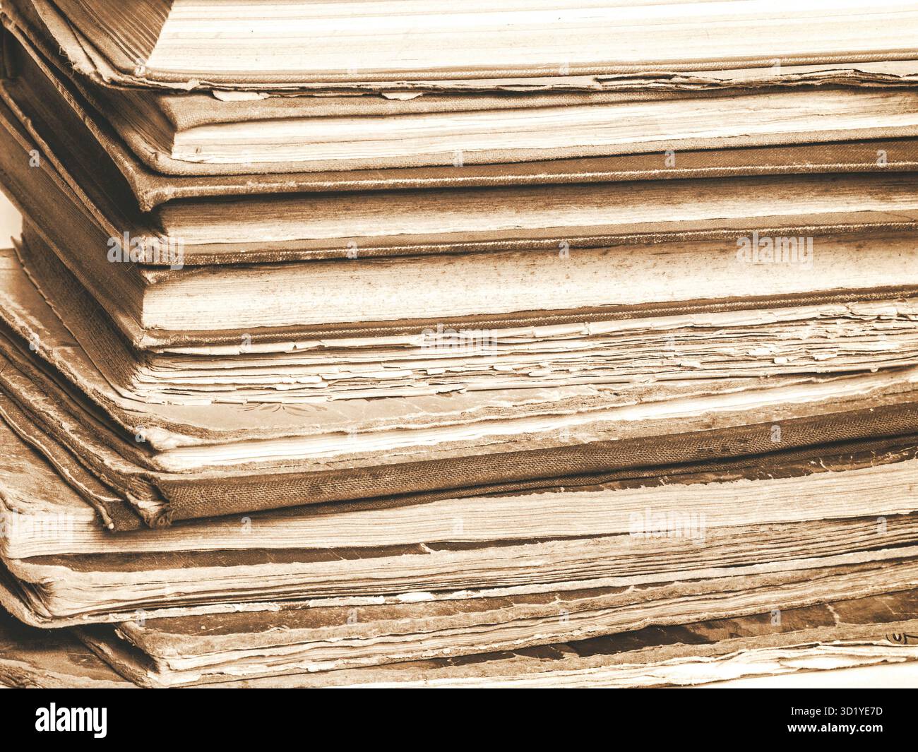 Stapel alter Vintage-Bücher, Nahaufnahme Stockfoto
