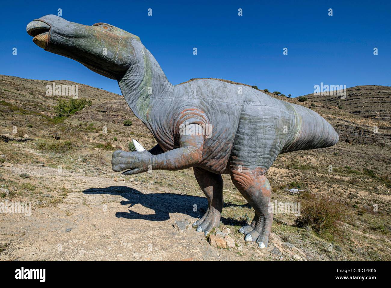 Dinosaurier-Replik, archäologische Stätte Peñaportillo, Munilla, La Rioja, Spanien, Europa Stockfoto