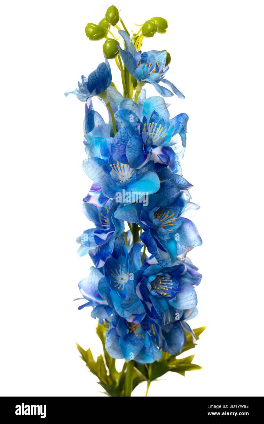 Leuchtend blaue Kunstblumen aus Silikon und Latex für Wohnkultur Stockfoto