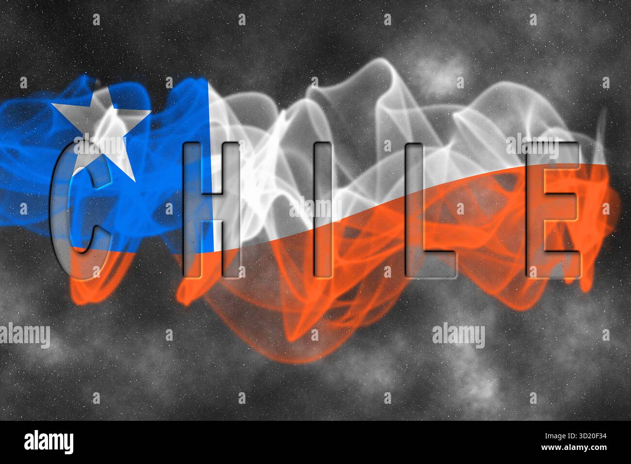 Chile-Flagge mit Sternenhintergrund Stockfoto