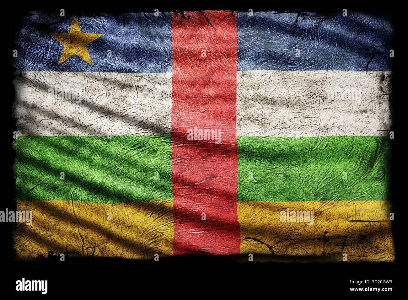 Flagge Der Zentralafrikanischen Republik, Grunge Textur Stockfoto