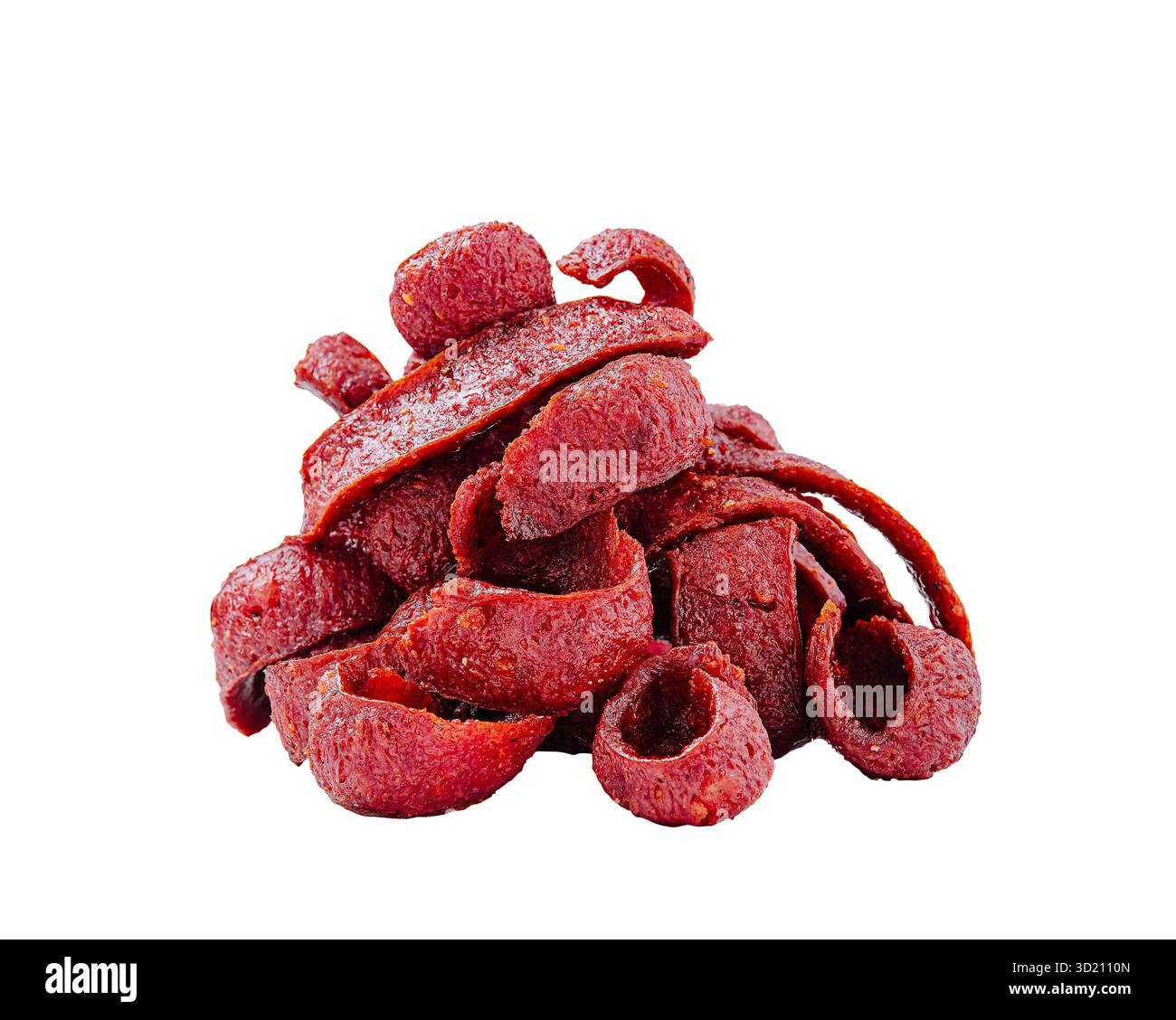 In kleine Stücke scharfer Wurst schneiden Stockfoto