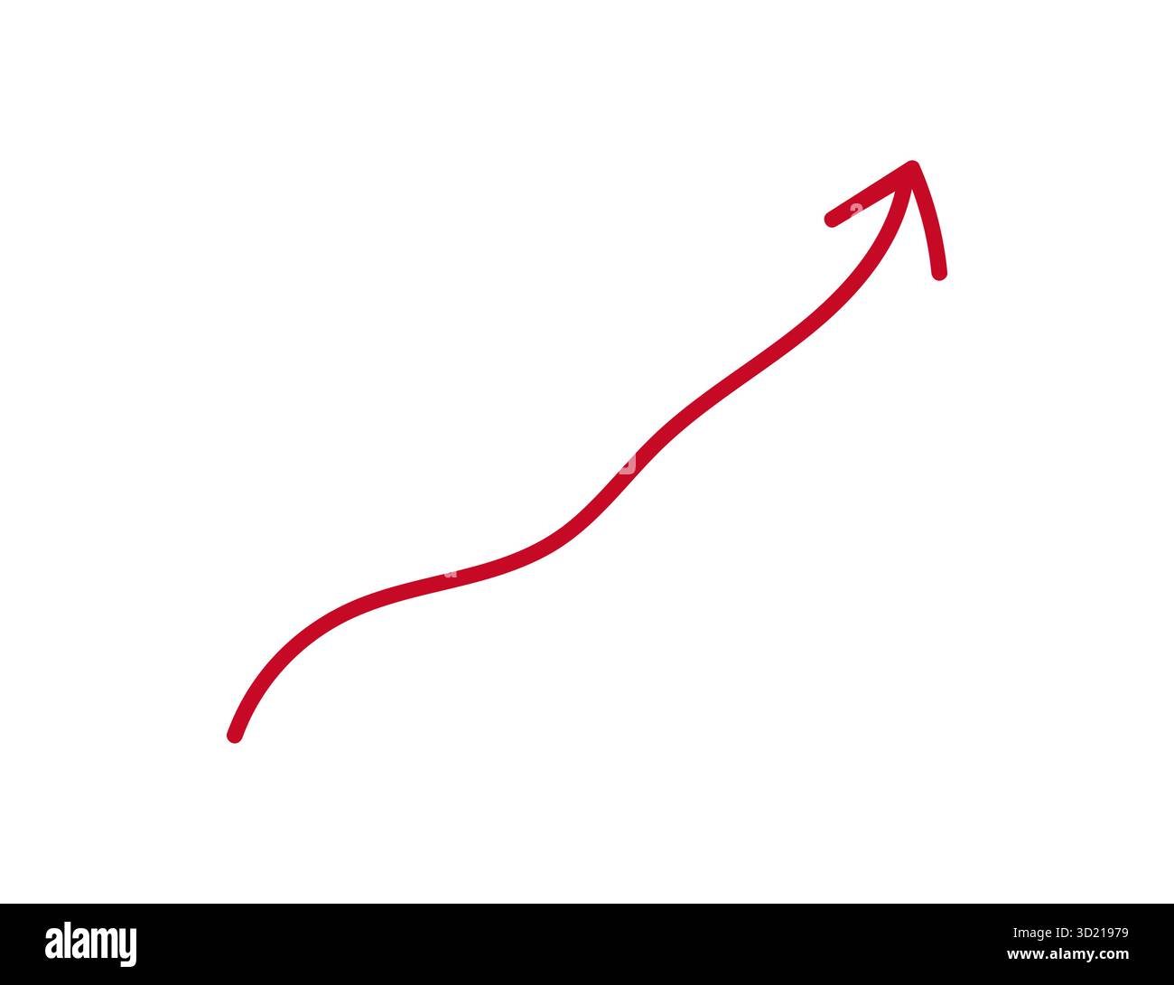Handgezeichnete rote dicke Pfeillinie, die sich nach oben bewegt Vektor isoliert auf weißem Hintergrund, der Fortschritt Erfolg Wachstumsrichtung symbolisiert Geschäftsentwicklung Stock Vektor