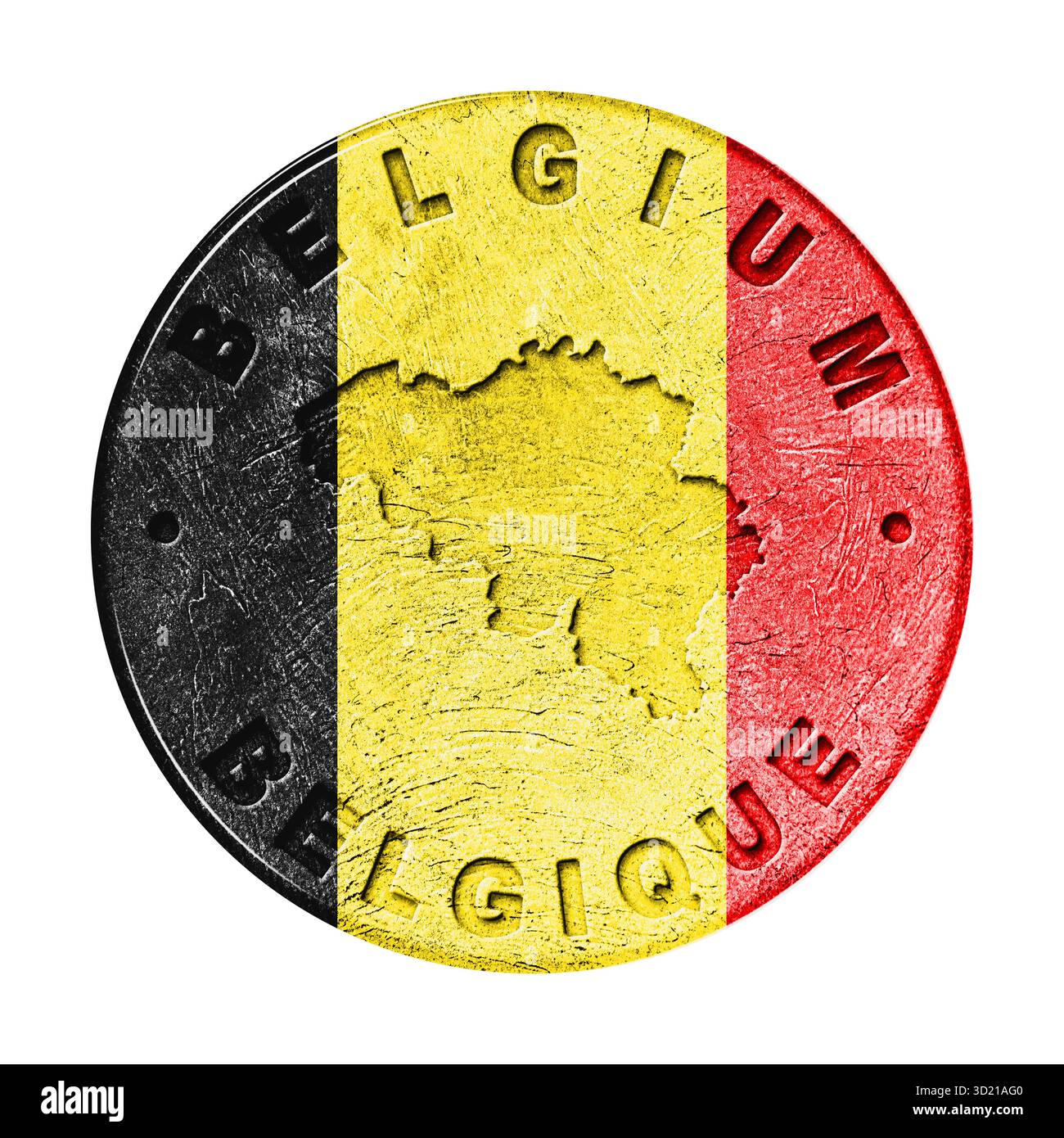 Belgien Flag-Taste mit Karte Stockfoto
