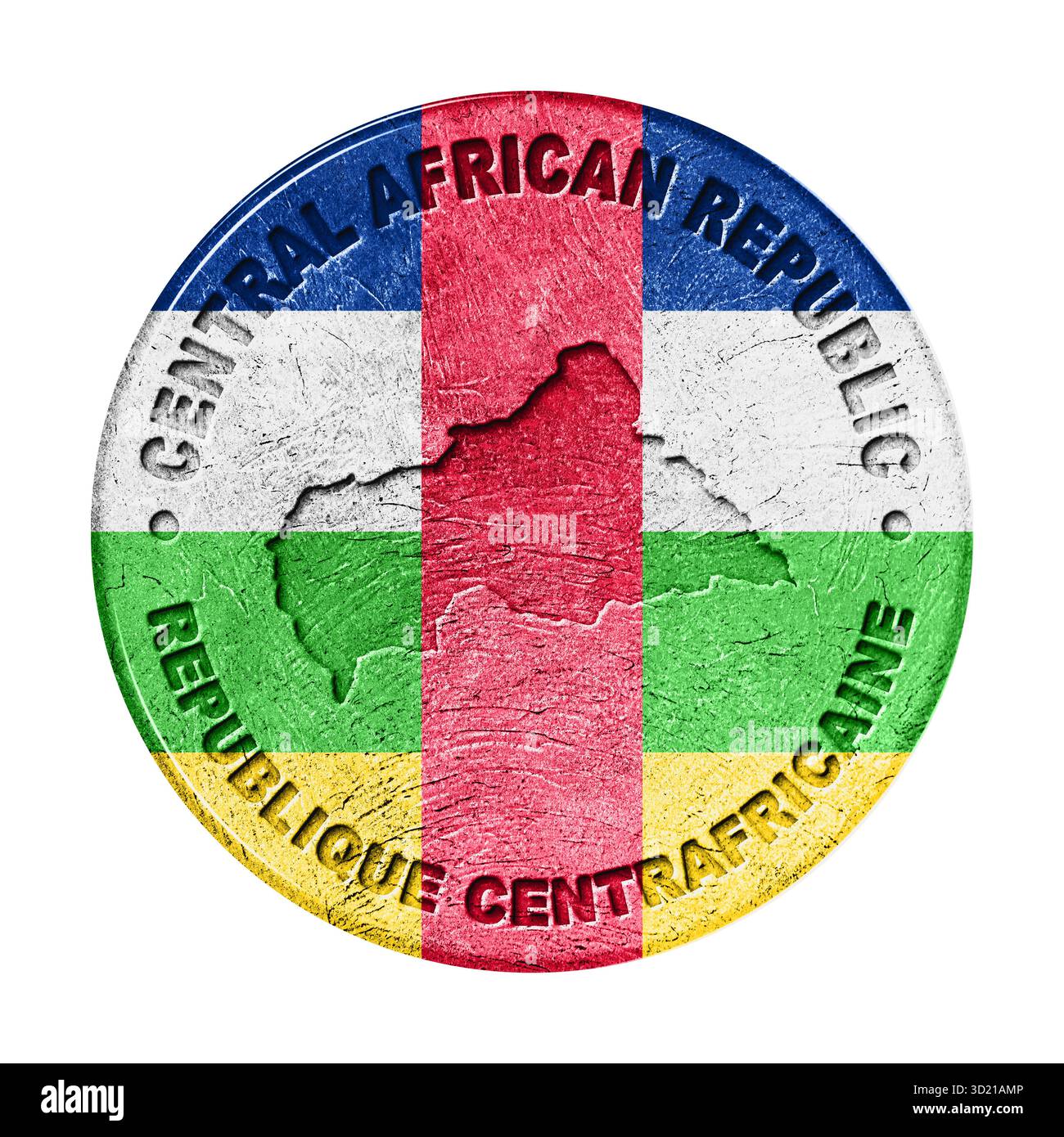 Schaltfläche „Zentralafrikanische Republik“ mit Karte Stockfoto