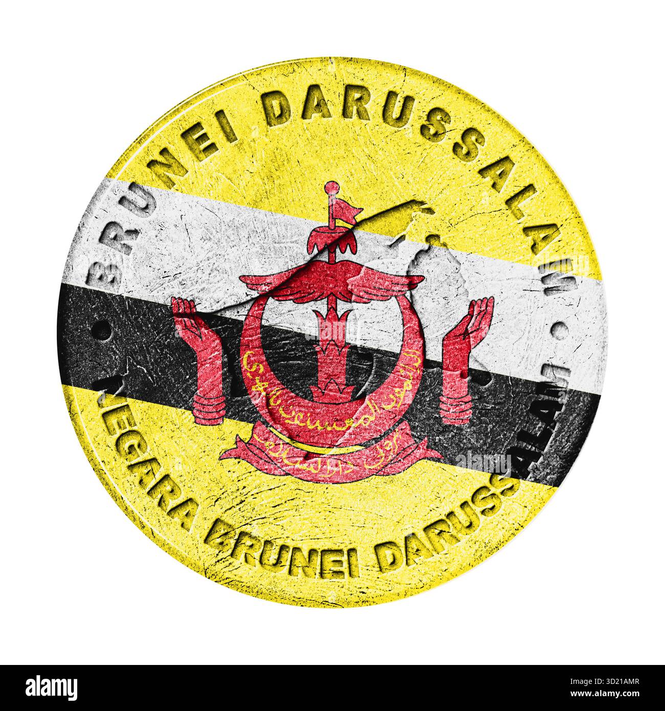 Schaltfläche „Brunei Flag“ mit Karte Stockfoto