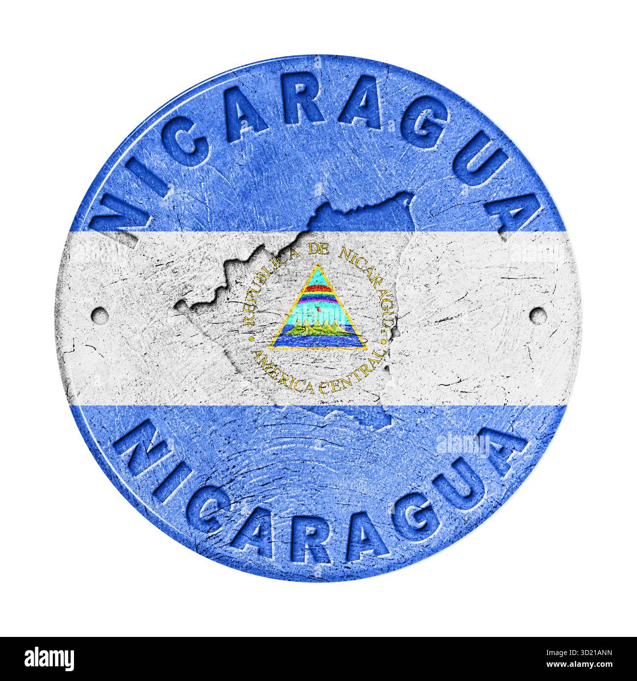 Nicaragua Flag-Schaltfläche mit Karte Stockfoto