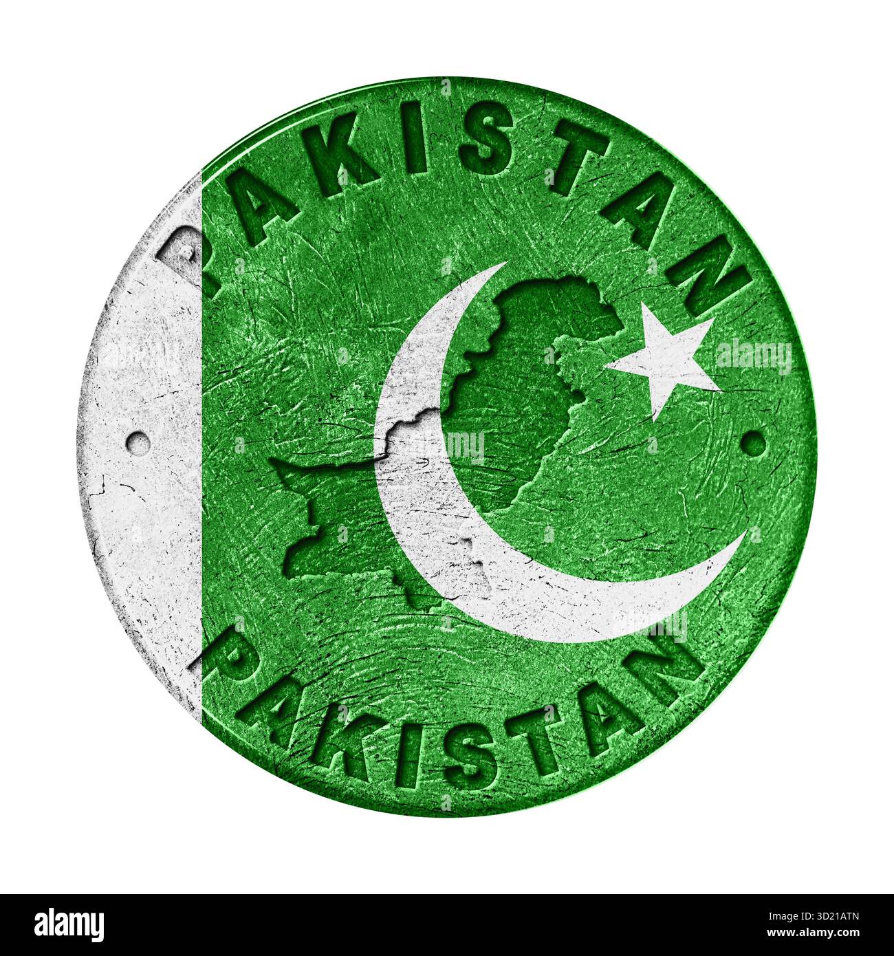 Schaltfläche „Pakistan Flag“ mit Karte Stockfoto