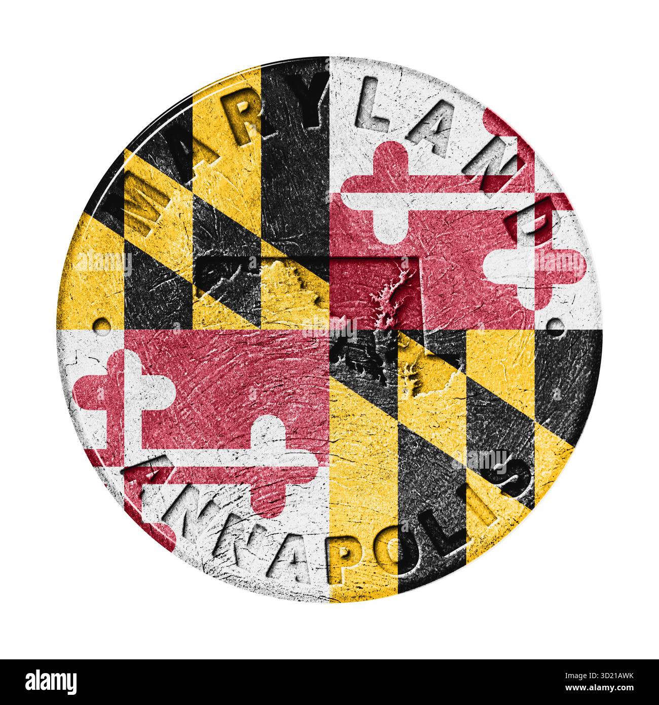 Maryland Flag Button mit Karte Stockfoto