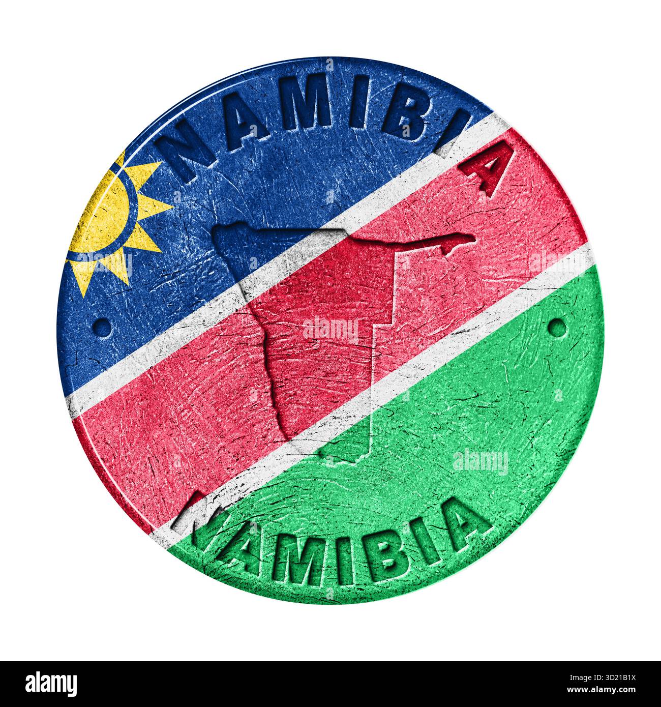 Namibia Flag Button mit Karte Stockfoto