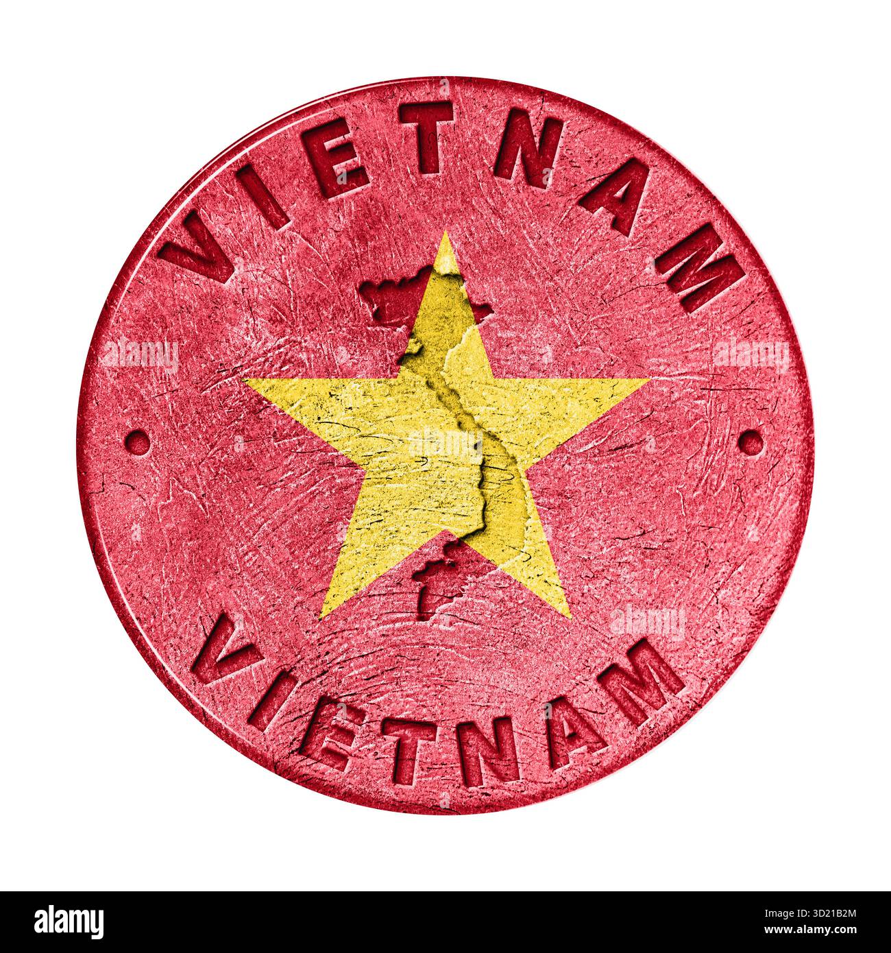 Schaltfläche „Vietnam Flag“ mit Karte Stockfoto