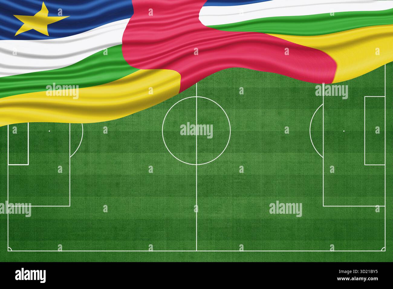 Zentralafrikanische Zielflagge auf dem Fußballfeld Stockfoto