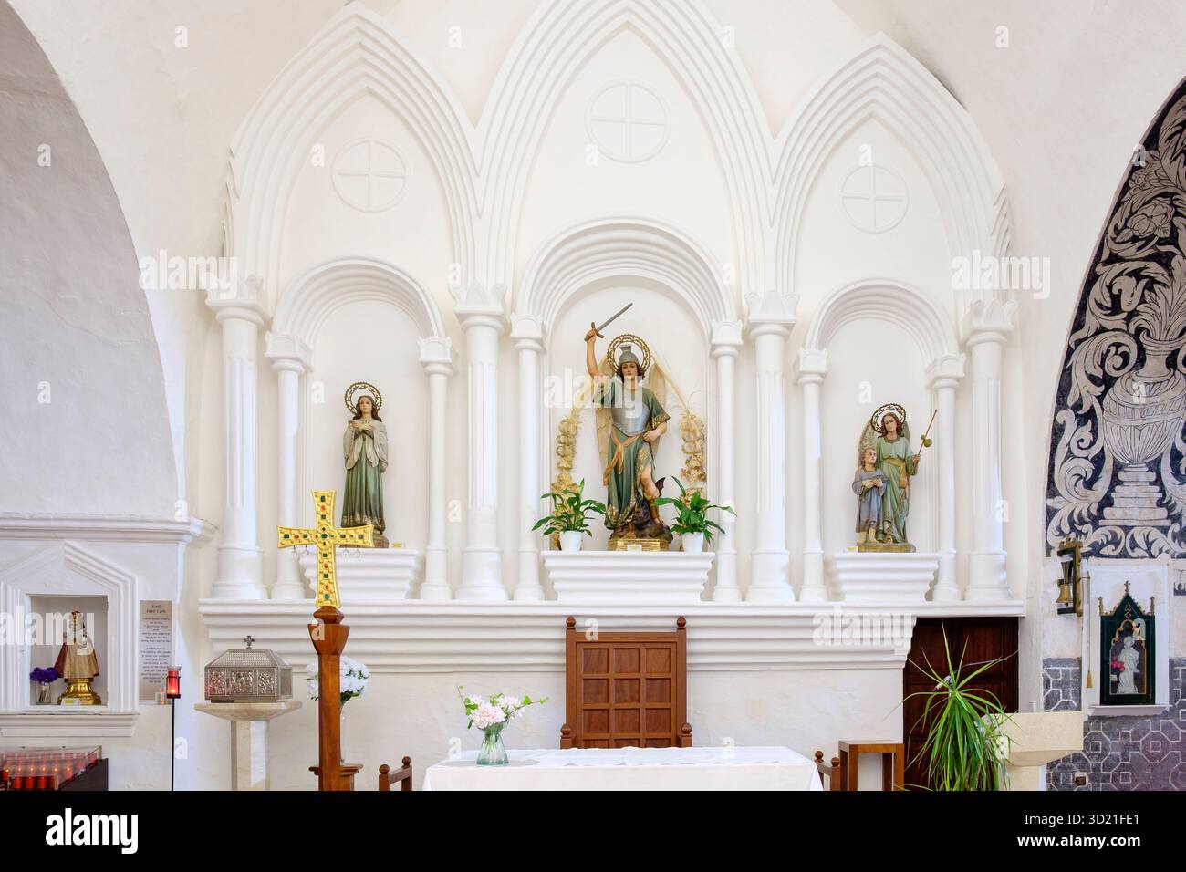 Kirche Sant Miquel de Balansat, Puig de Missa, 14. Jahrhundert, Gemeinde San Juan de Labritja, Ibiza, Balearen, Spai Stockfoto