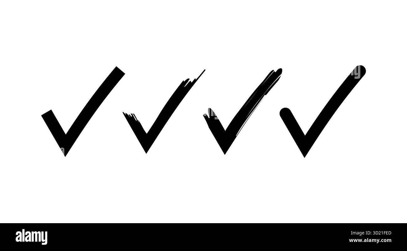 Vektorsatz von Häkchen-Symbolen in verschiedenen Stilen isoliert auf weiß perfekt für Abbildungen zur Genehmigungsprüfung oder für digitale Designs Stock Vektor