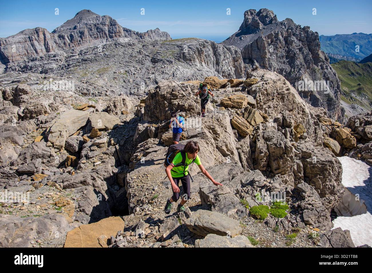 Aufstieg zur Mesa de los Tres Reyes, 2444 m, Hochpyrenäenroute, Region Aquitanien, Département Pyrénées-Atlantiques, Frankreich Stockfoto
