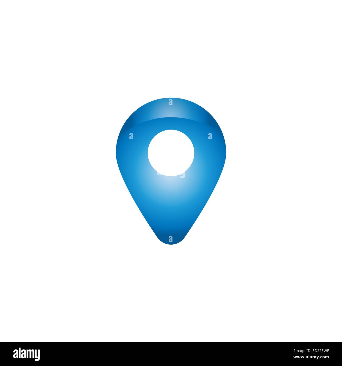 Blaue 3D-Positionskarte Pin-Symbol-Vektor isoliert auf weiß perfekt für Navigationskarte Illustration oder digitale Reise-Design-Projekte Stock Vektor