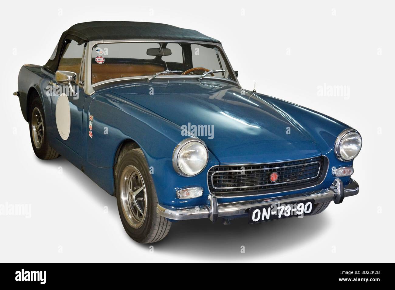 Klassischer, blauer mg-Kleinwagen mit zeitlosem Design Stockfoto