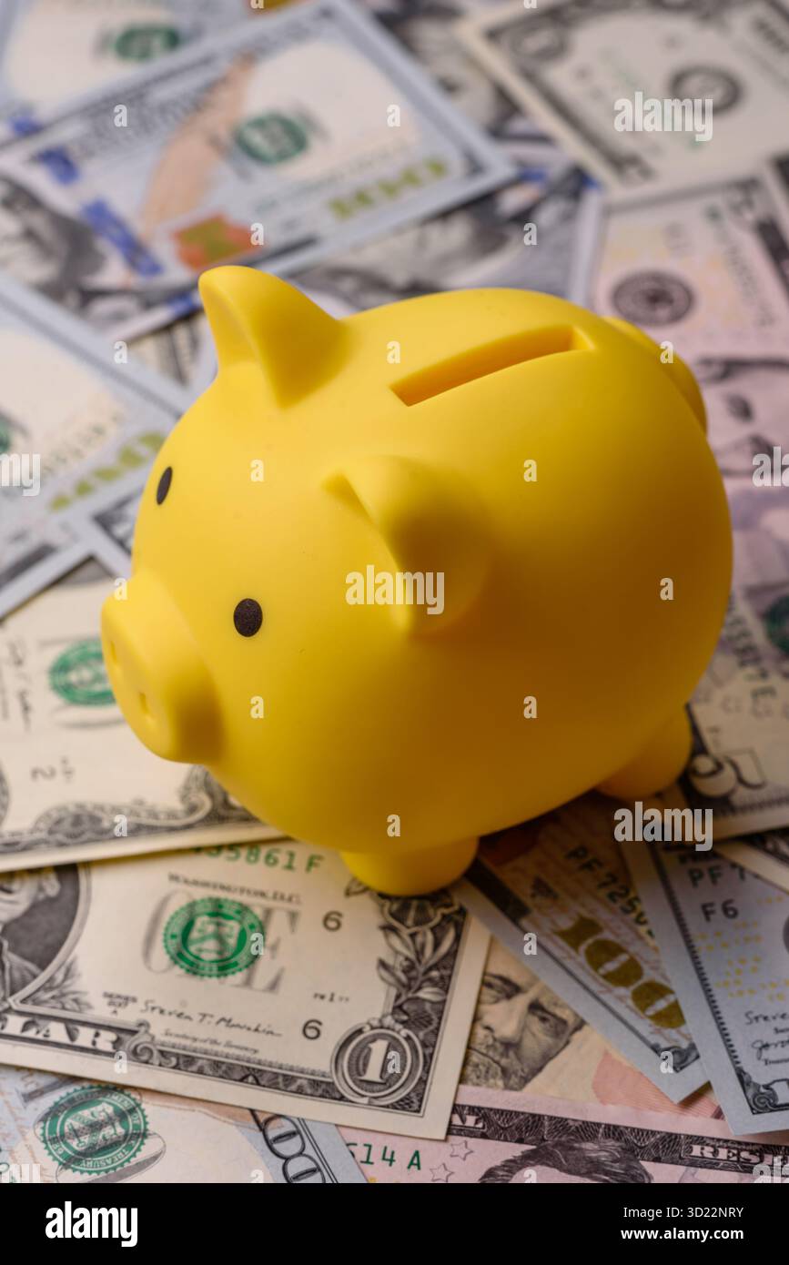 US-Geld, Bargeldpapiere, amerikanische Geschäfts- und Finanztransaktionen. Bargeld Stockfoto