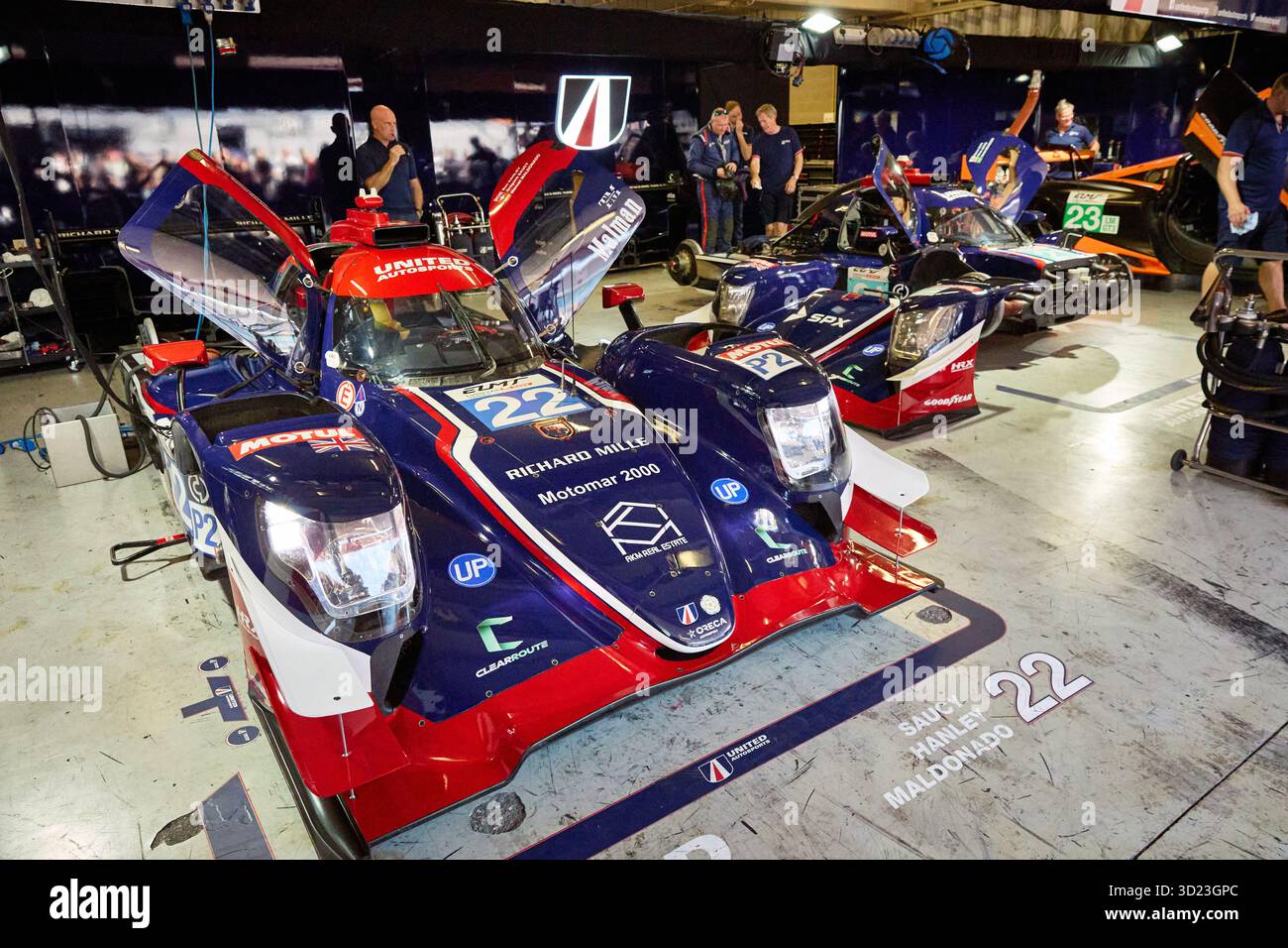 Manuel MALDONADO (GBR), Grgoire SAUCY (SUI) und Benjamin HANLEY (GBR) bereiten sich auf UNITED AUTOSPORTS (GBR) in einem Oreca 07 - Gibson während des Euro vor Stockfoto