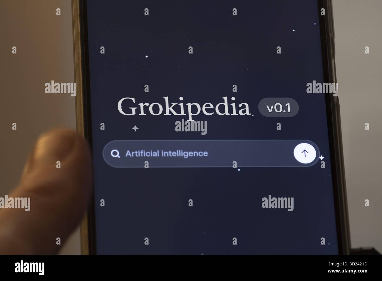 Grokipedia KI-generierte Online-Enzyklopädie auf einem Telefon. Stockfoto