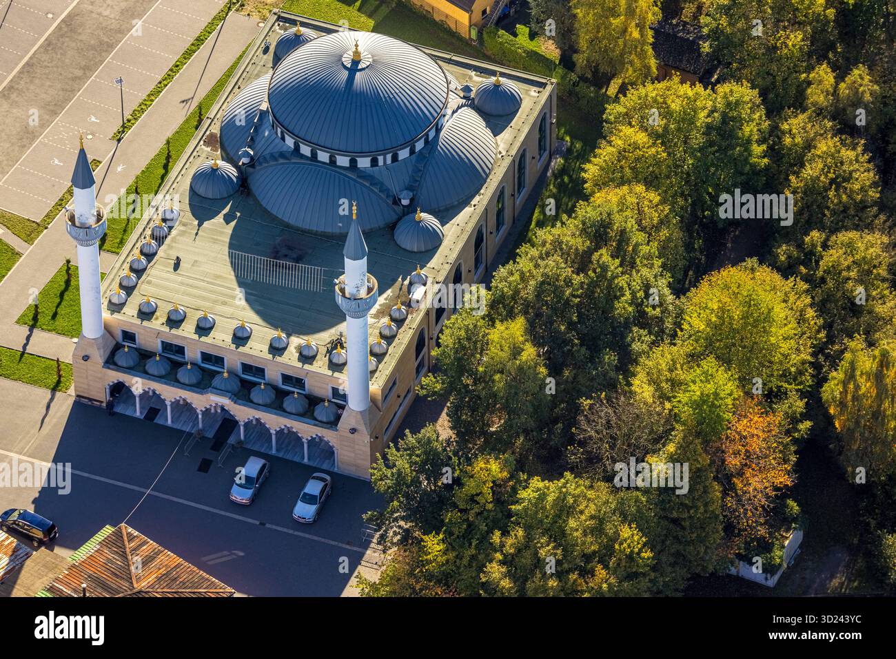 Luftbild, DITIB Ulu Camii Moschee, Islamische Gemeinde, Stadtbezirk Herringen, Hamm, Ruhrgebiet, Nordrhein-Westfalen, Deutschland ACHTUNGxMINDESTHONORARx60xEURO *** Luftaufnahme, DITIB Ulu Camii Moschee, Islamische Gemeinschaft, Bezirk Herringen, Hamm, Ruhrgebiet, Nordrhein-Westfalen, Deutschland ATTENTIONxMINDESTHONORARx60xEURO Stockfoto