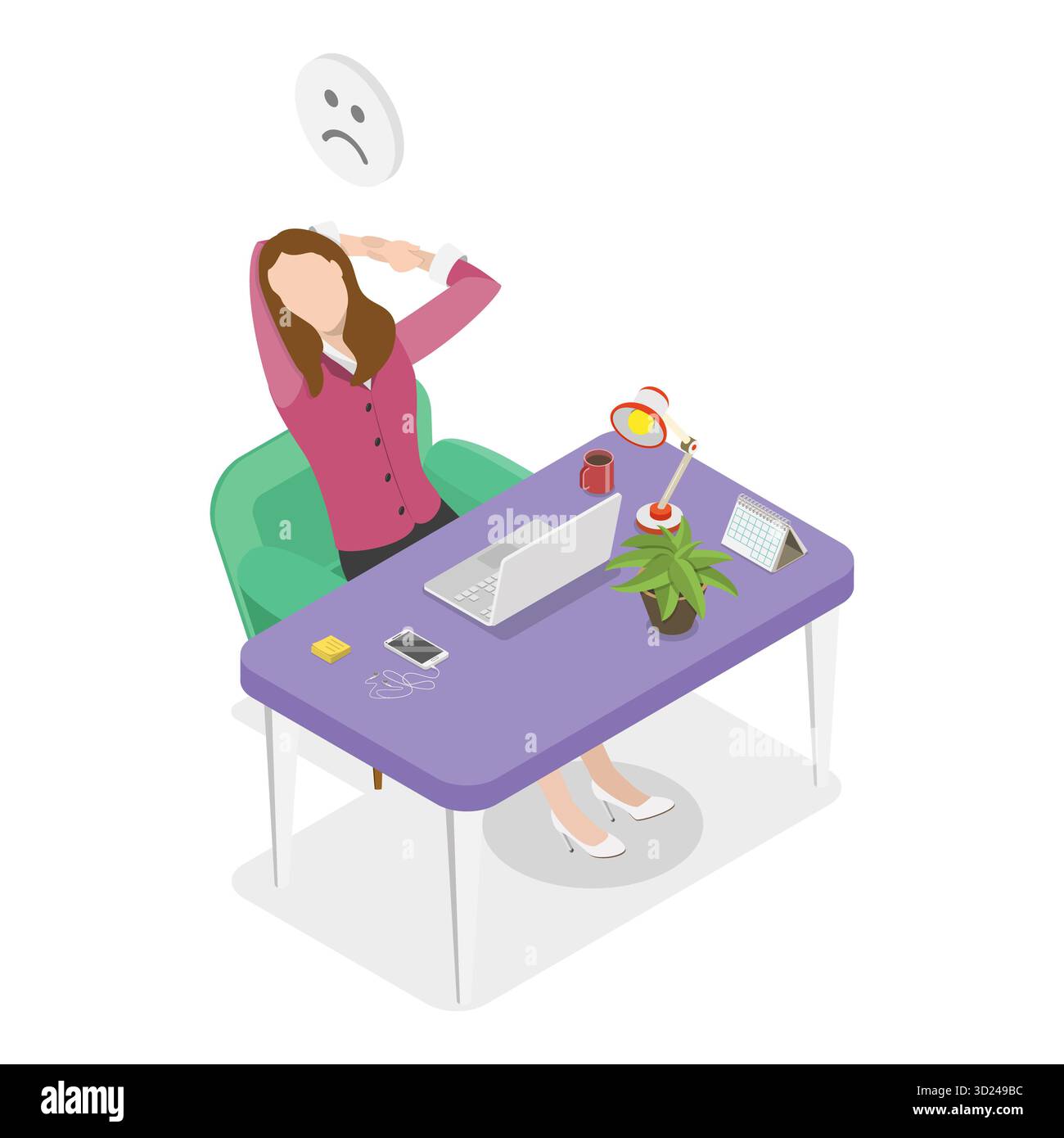 3D Isometrische flache Illustration von langweiligen Treffen, einschlafendes Team. Punkt 3 Stockfoto