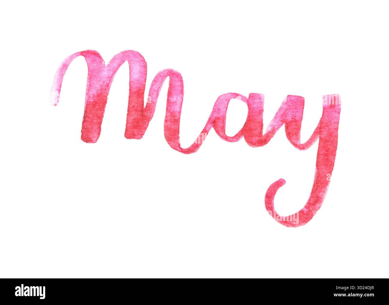 Rote Aquarellpinsel-Schrift des Wortes kann im künstlerischen Stil auf weißem Hintergrund sein. Stockfoto