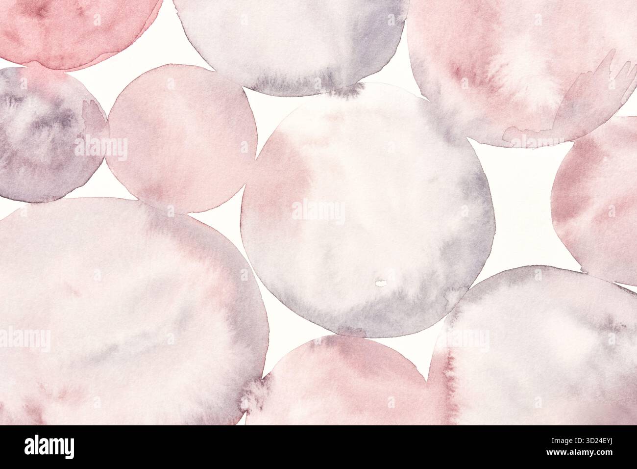 Abstrakte Aquarellkreise in sanften Pastelltönen mit dezenter Textur Stockfoto