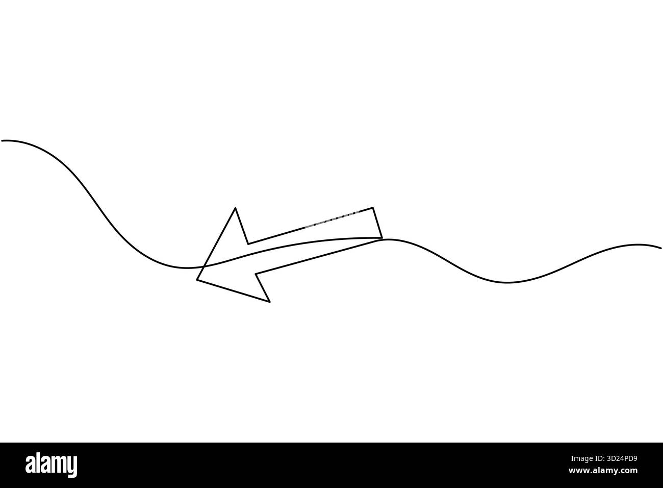 Pfeil durchgehende einzeilige Zeichnung minimalistischer Richtungssymbolvektorgrafik Stock Vektor