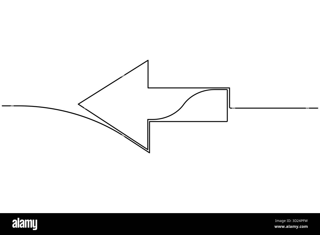 Pfeil durchgehende einzeilige Zeichnung minimalistischer Richtungssymbolvektorgrafik Stock Vektor