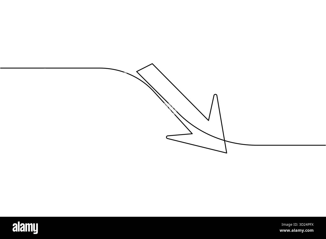 Pfeil durchgehende einzeilige Zeichnung minimalistischer Richtungssymbolvektorgrafik Stock Vektor