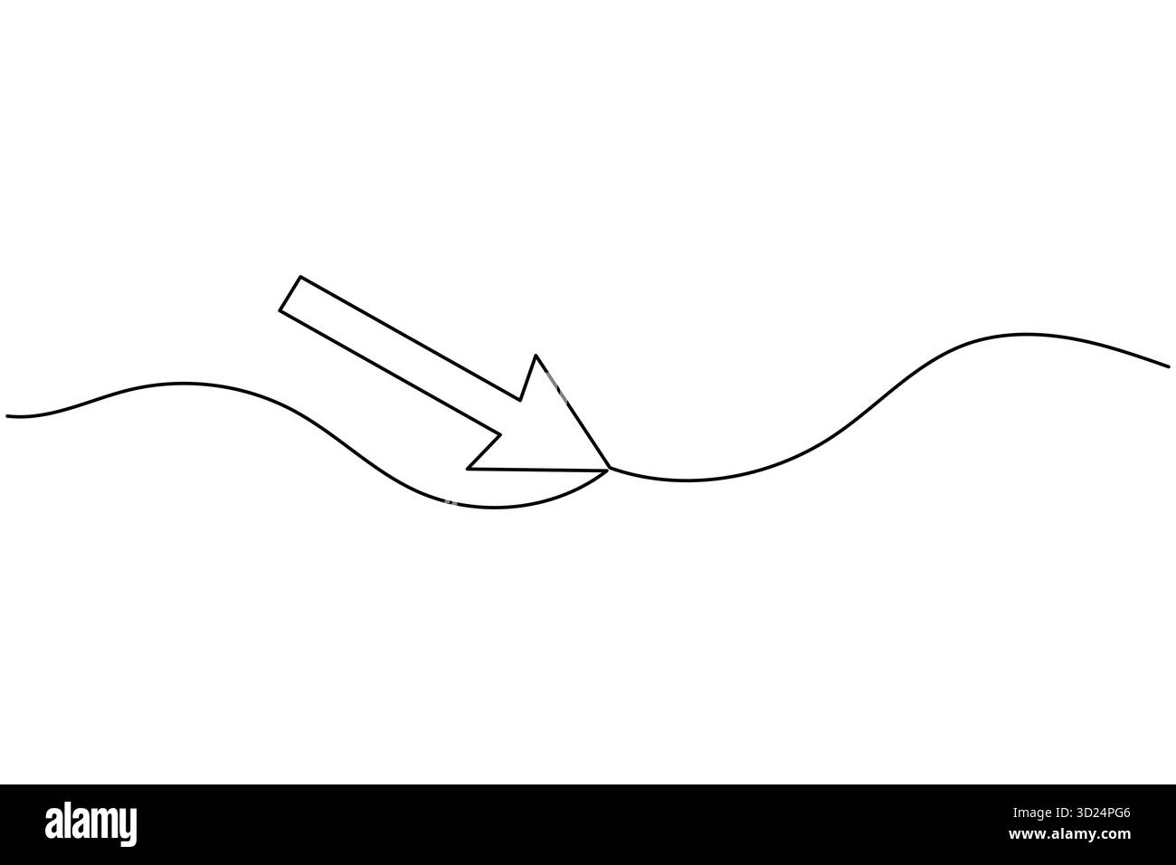 Pfeil durchgehende einzeilige Zeichnung minimalistischer Richtungssymbolvektorgrafik Stock Vektor
